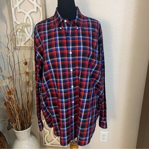 American Living all cotton oversized plaid button down shirt top. 2X like new